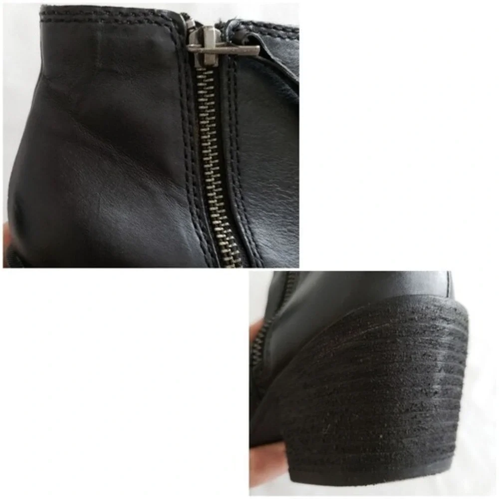 Madewell‎ Black Leather Janice Zip Ankle Boots- Size 6